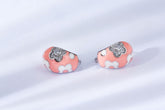 Pink Enamel Daisy Flower Silver Stud Earrings
